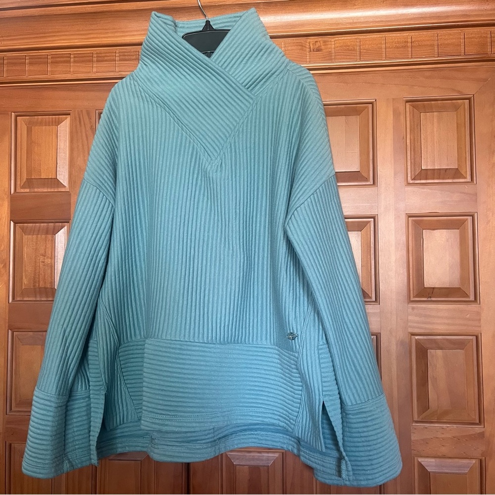 T Tahari Blue Cowl Neck Sweater Chunky Knit Oversized Size L Excellent C!